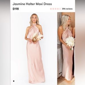 Jasmine Halter Maxi Dress ~ Rose Gold Luxe Satin
